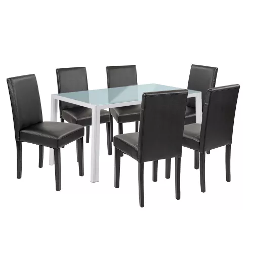 Zestaw jadalniany Mira 6+1 biało-czarny