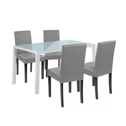 Zestaw jadalniany Mira 4+1 biało-szary