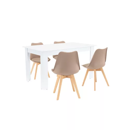 Zestaw jadalniany Zara 4+1 beżowo-biały