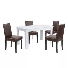 Zestaw jadalniany Leon 4+1 biało-brązowy