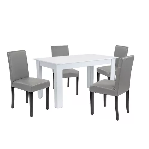 Zestaw jadalniany Leon 4+1 biało-szary