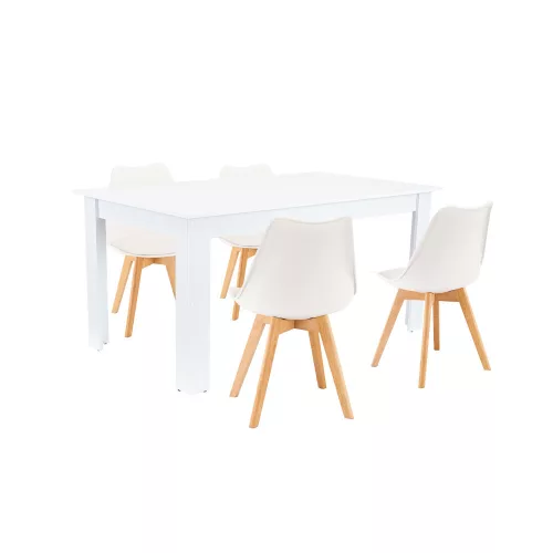 Zestaw jadalniany Lola 4+1 biało-biały