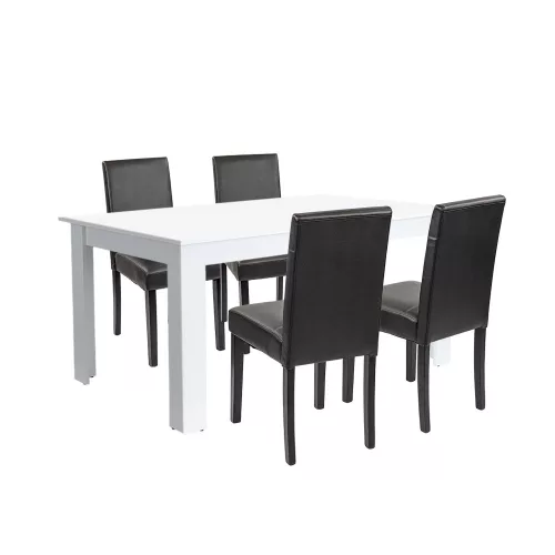 Zestaw jadalniany Leon 4+1 biało-czarny