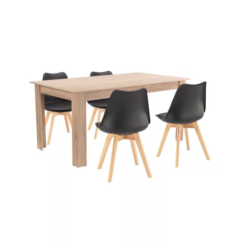 Zestaw jadalniany Lola 4+1 dąb sonoma czarny