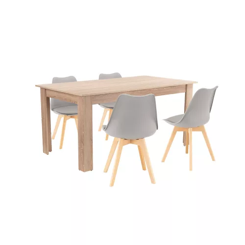 Zestaw jadalniany Lola 4+1 dąb sonoma szary