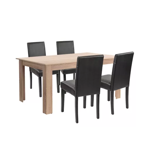 Leon 4+1 zestaw jadalniany dąb sonoma-czarny