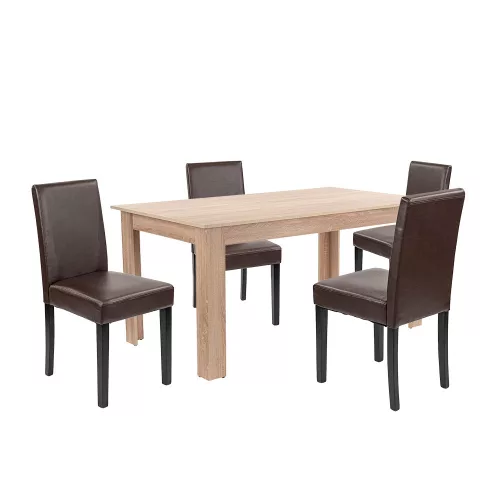 Zestaw jadalniany Leon 4+1 dąb sonoma brązowy