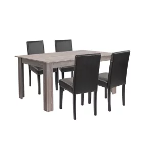 Zestaw jadalniany Leon 4+1 dąb york-czarny