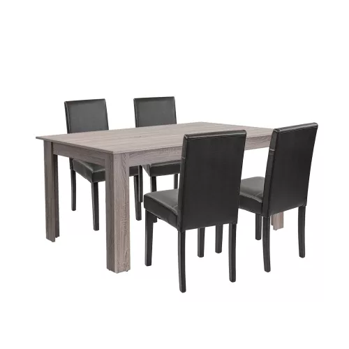 Zestaw jadalniany Leon 4+1 dąb york-czarny