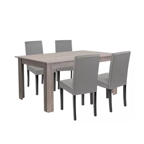 Zestaw jadalniany Leon 4+1 dąb york szary