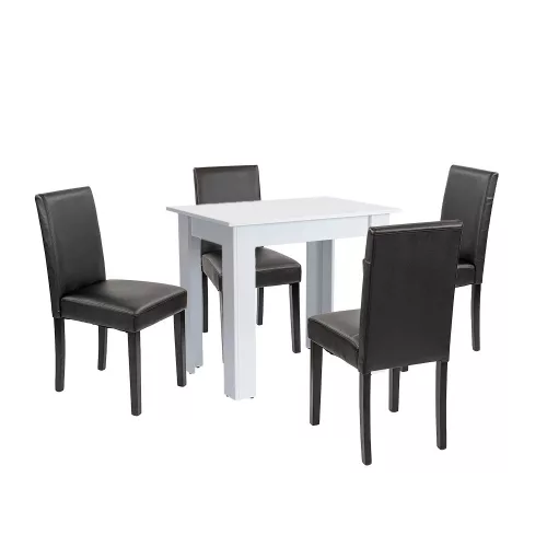 Zestaw jadalniany Leon 4+1 biało-czarny
