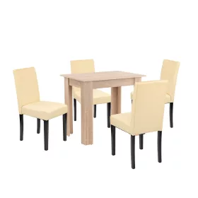 Zestaw jadalniany Leon 4+1 dąb sonoma beżowy