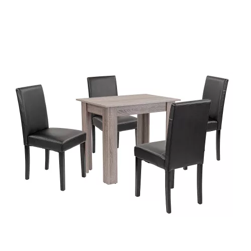 Zestaw jadalniany Leon 4+1 dąb york-czarny