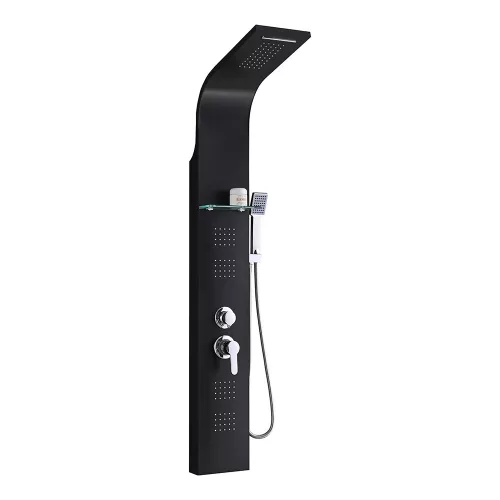 Panel prysznicowy z hydromasażem Alegro Black, stal nierdzewna