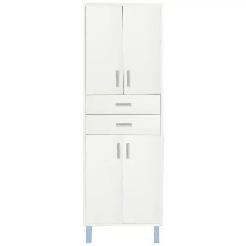Wysoka szafka Nerva 60 z 4 drzwiami i 2 szufladami, biała