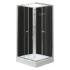 Polo Black II 90x90 cm kwadratowa czarna kabina prysznicowa z tylnym panelem i brodzikiem