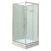Polo White II 80x80 cm kwadratowa biała kabina prysznicowa z tylnym panelem i brodzikiem