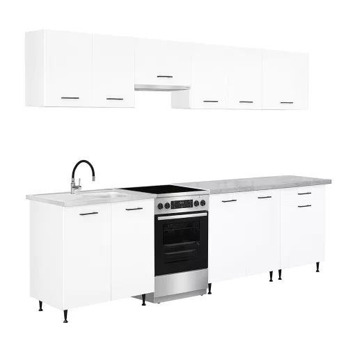 Biała szafka kuchenna Primo 280 z blatem chromix