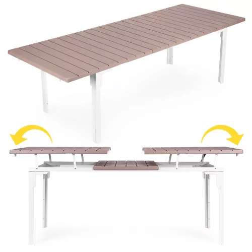 Rozkładany stół ogrodowy 180-240 cm dla 12 osób, beżowy