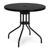 Okrągły stół ogrodowy z metalową ramą 80 cm, szkło hartowane, czarny