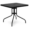Stół ogrodowy z metalową ramą 80x80 cm, szkło hartowane, czarny