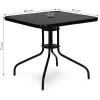 Stół ogrodowy z metalową ramą 80x80 cm, szkło hartowane, czarny