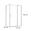 Prosta asymetryczna kabina prysznicowa 80x120 cm z otwieranymi drzwiami bez brodzika