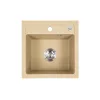 Kwadratowy zlewozmywak granitowy jednokomorowy Nia z syfonem beżowym