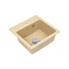 Kwadratowy zlewozmywak granitowy jednokomorowy Nia z syfonem beżowym