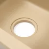 Kwadratowy zlewozmywak granitowy jednokomorowy Nia z syfonem beżowym