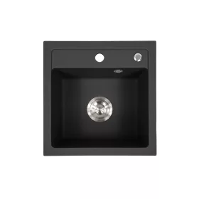   Nia kwadratowy jednokomorowy zlewozmywak granitowy z syfonem czarnym