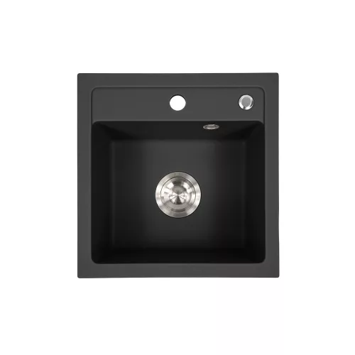 Nia kwadratowy jednokomorowy zlewozmywak granitowy z syfonem czarnym