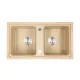 Kwadratowy zlewozmywak granitowy dwukomorowy Tia z syfonem beżowym