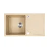 Zlewozmywak granitowy Gori kwadratowy jednokomorowy + ociekacz z syfonem beżowym