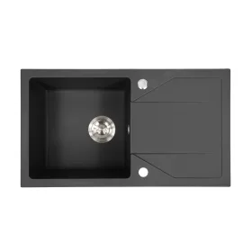   Zlewozmywak granitowy Gori kwadratowy jednokomorowy + ociekacz z syfonem czarnym