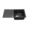Zlewozmywak granitowy Gori kwadratowy jednokomorowy + ociekacz z syfonem czarnym