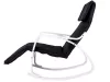 Czarno-biały fotel bujany z regulowanym podnóżkiem