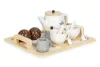 Drewniany zestaw do herbaty z imbrykiem i filiżankami 17 elementów