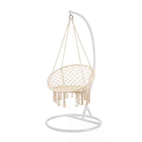 Fotel hamakowy Cardenas ze stojakiem beżowo-białym