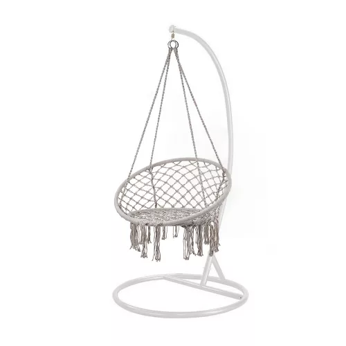 Fotel hamakowy Cardenas ze stojakiem biało-szary