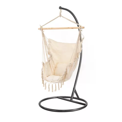 Hamak Puerto ze stojakiem beżowo-czarny