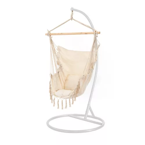 Hamak Puerto ze stojakiem beżowo-białym