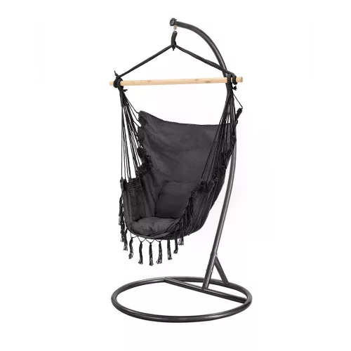 Hamak Puerto ze stojakiem czarno-czarny