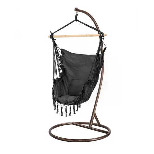 Hamak Puerto ze stojakiem czarno-brązowym