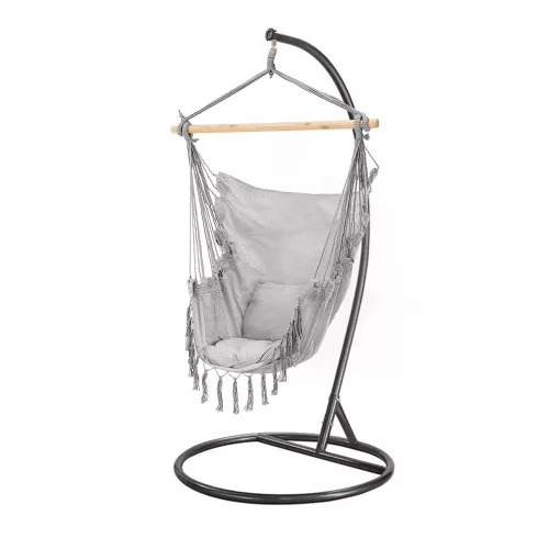 Hamak Puerto ze stojakiem szaro-czarny