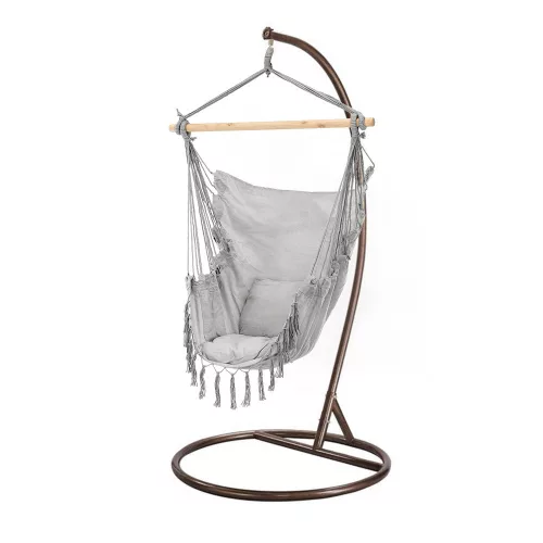 Hamak Puerto ze stojakiem szaro-brązowym
