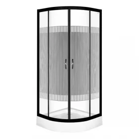 Xenia Duo Black 90x90 cm Íves zuhanykabin zuhanytálcával