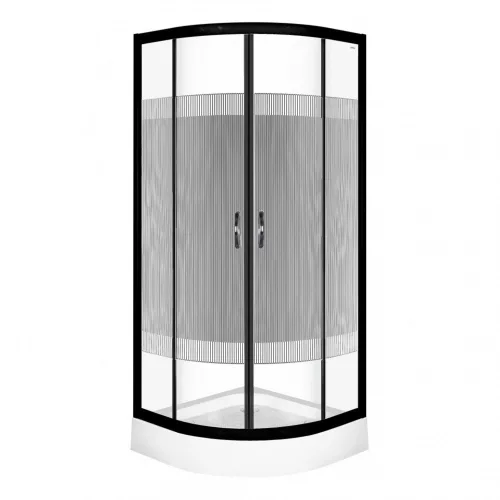 Xenia Duo Black 90x90 cm Íves zuhanykabin zuhanytálcával