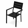 Zestaw 2 krzeseł ogrodowych z metalową ramą i plastikowym siedziskiem w kolorze czarnym