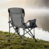 Krzesło wędkarskie Leziter Comfort Plus z podłokietnikiem i uchwytem na kubek, szare